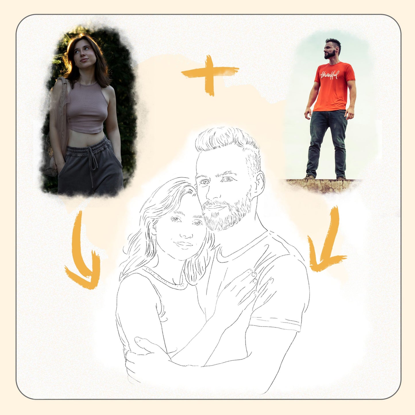 Personalizowany portret pary – efekt przed i po