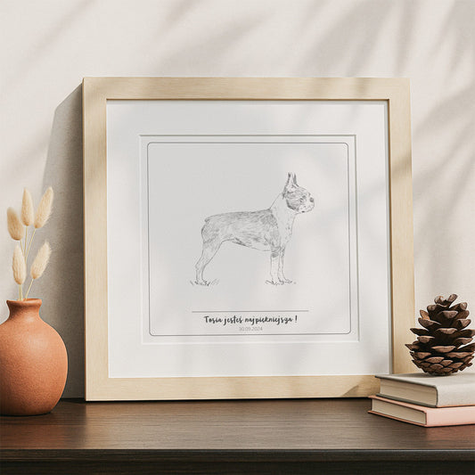 rysunek psa z profilu, ręcznie wykonany szkic